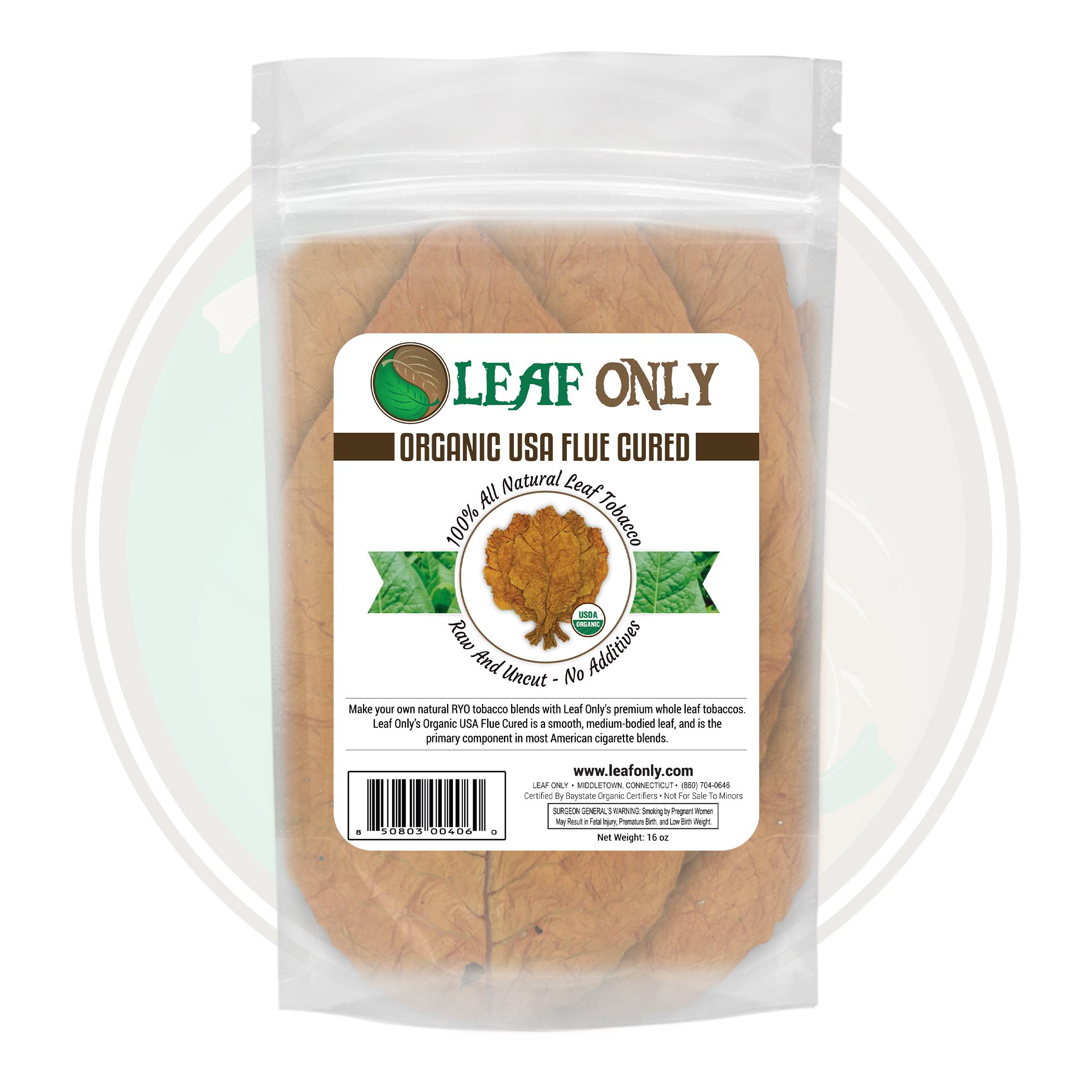 Certified USDA Organic American Grown Virginia Flue Cured Whole Leaf Tobacco for Roll Your Own Leaf Only